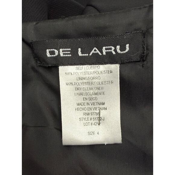 Vintage Y2K DE LARU black cocktail dress with pleated trim and bow - Picture 4 of 5